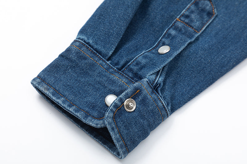 Ami Heart Logo Embroidered Denim Shirt 816