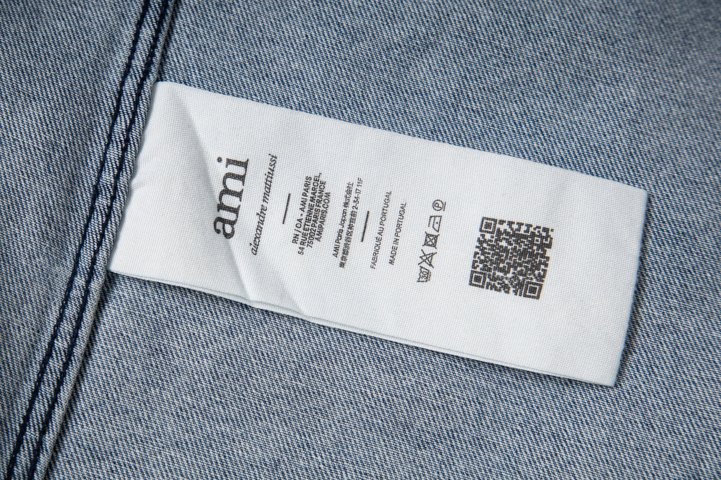 Ami Heart Logo Embroidered Denim Shirt 852