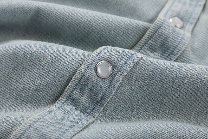 Ami Heart Logo Embroidered Denim Shirt 816