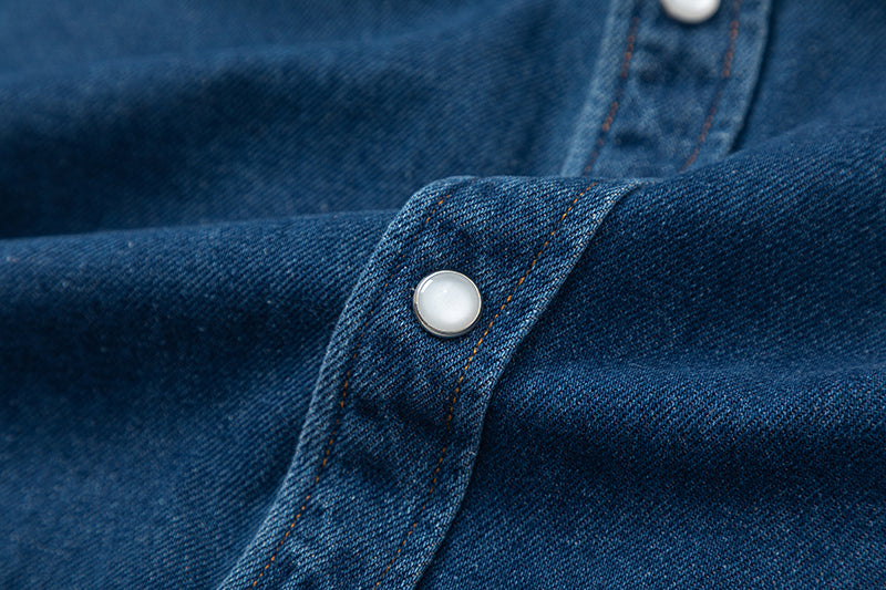Ami Heart Logo Embroidered Denim Shirt 816