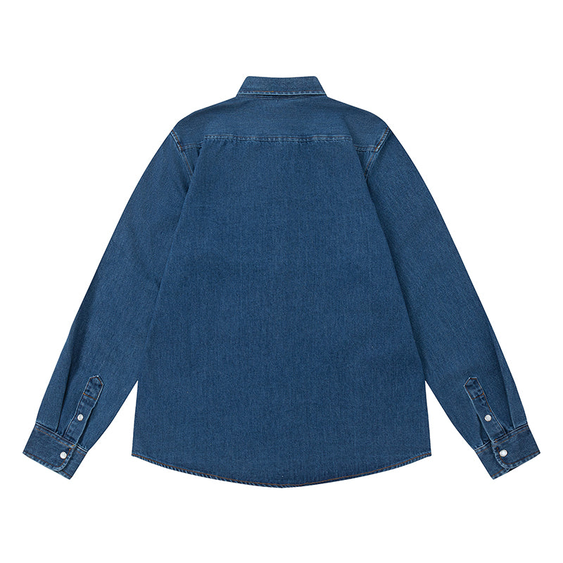 Ami Heart Logo Embroidered Denim Shirt 816