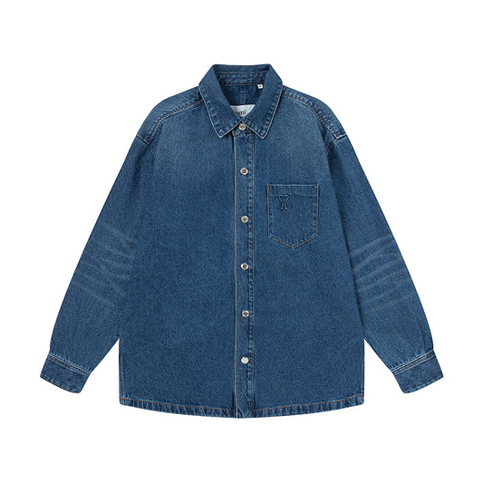 Ami 3D Embossed Heart Denim Jacket 835
