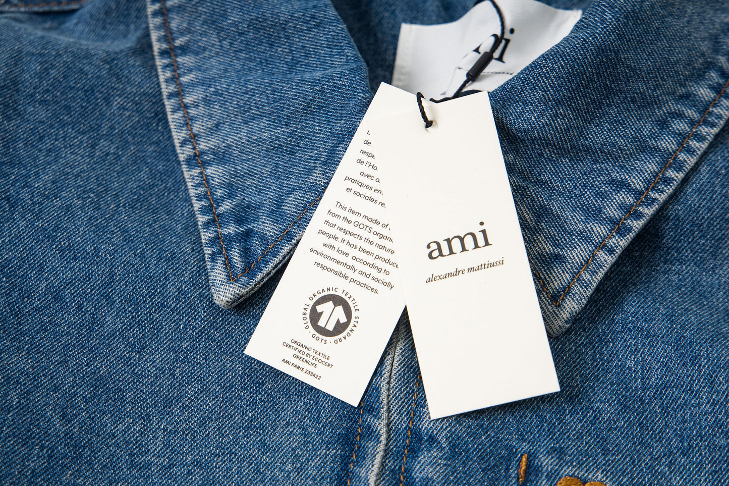 Ami Heart Logo Embroidered Denim Shirt 853